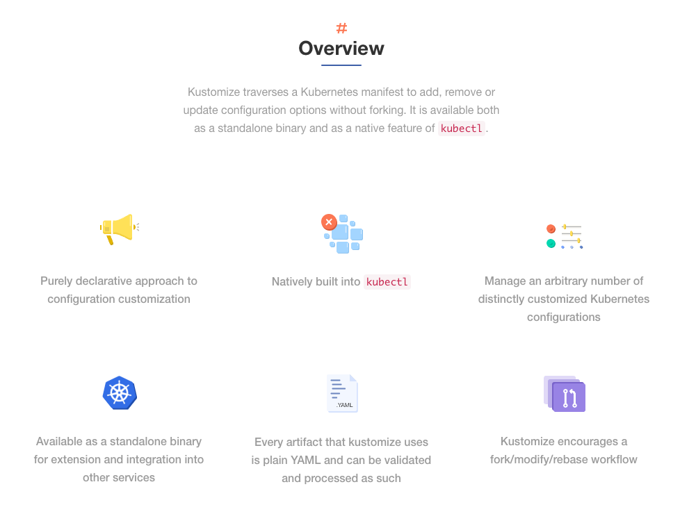 Key features from the Kustomize homepage