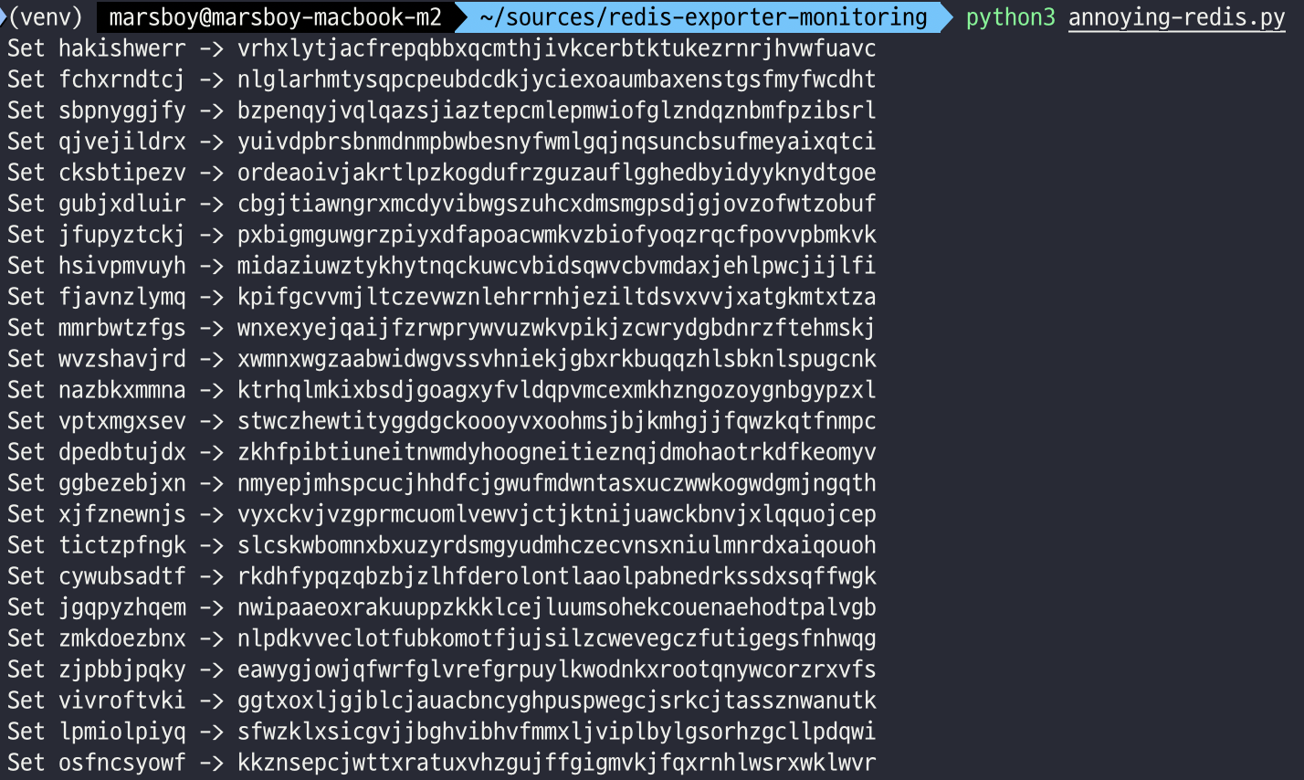 A script to annoy Redis Running the load script