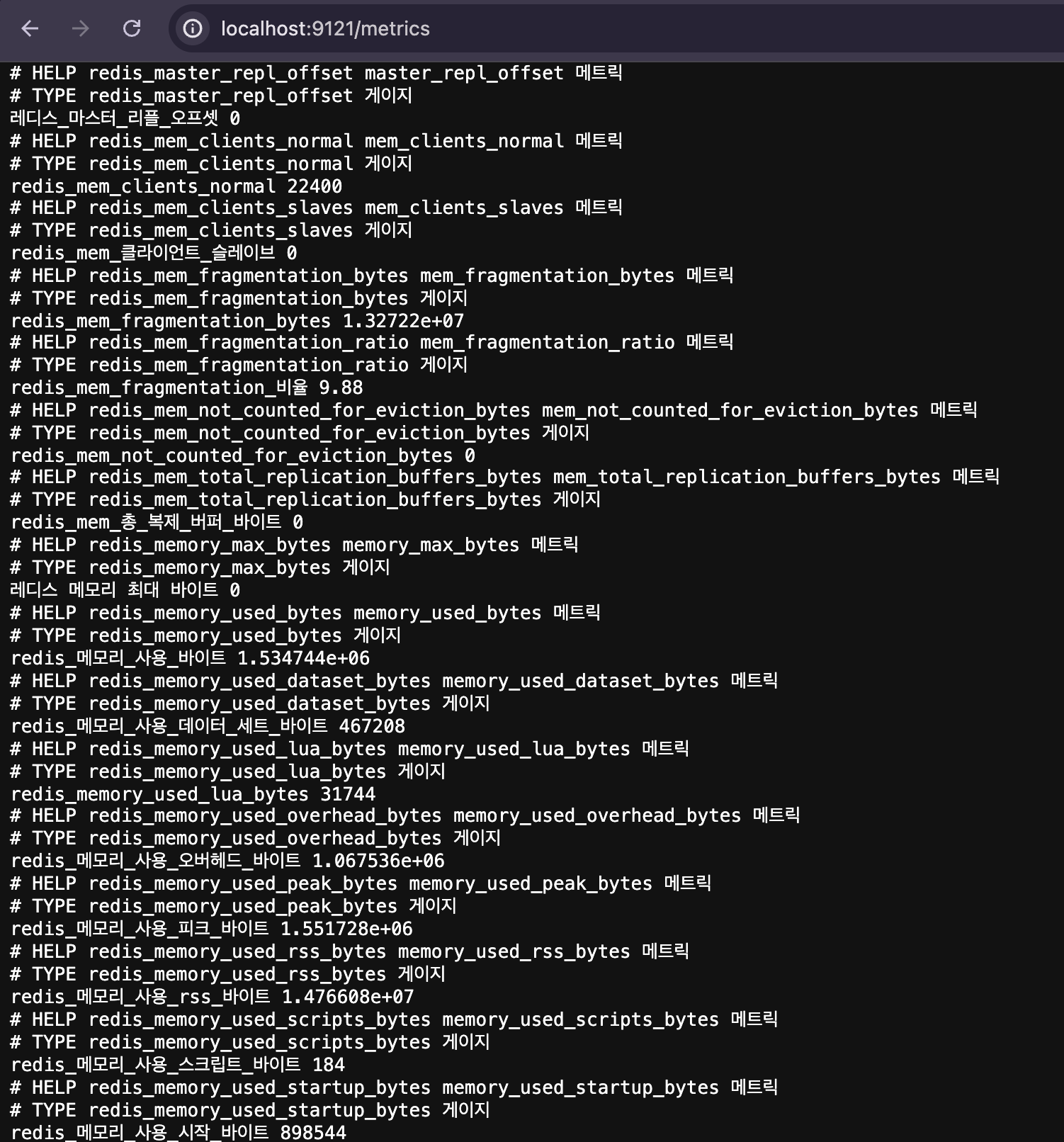 The metrics redis-exporter exposes redis-exporter metrics
